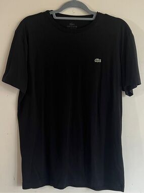 Lacoste Men’s Black Crew Neck T Shirt Size 5 Large Embroidered Logo Pima Cotton